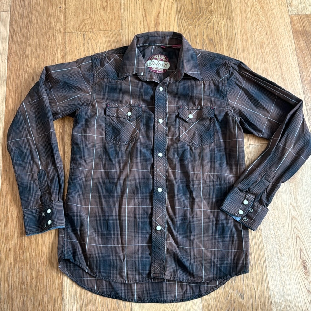 Boys size XL pearl snap Rafter C western-style button down.